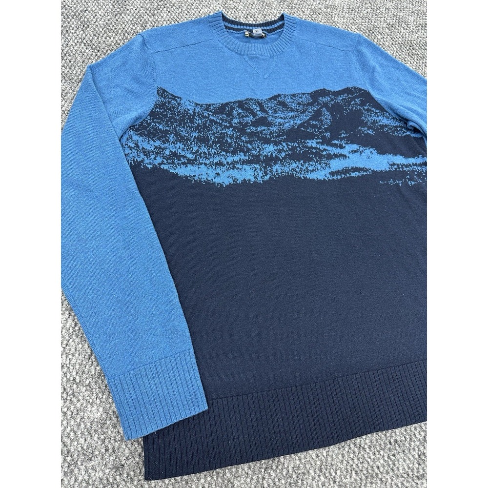 Smartwool Mens Medium Merino Wool Sweater Crewneck Pullover Blue Mountain Design - Picture 2 of 11